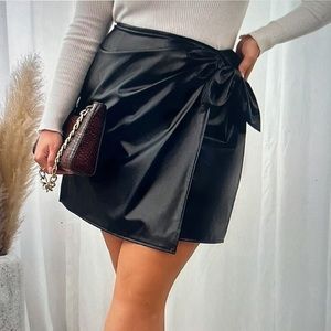 Shein Plus Side Wrap Leather Skirt
